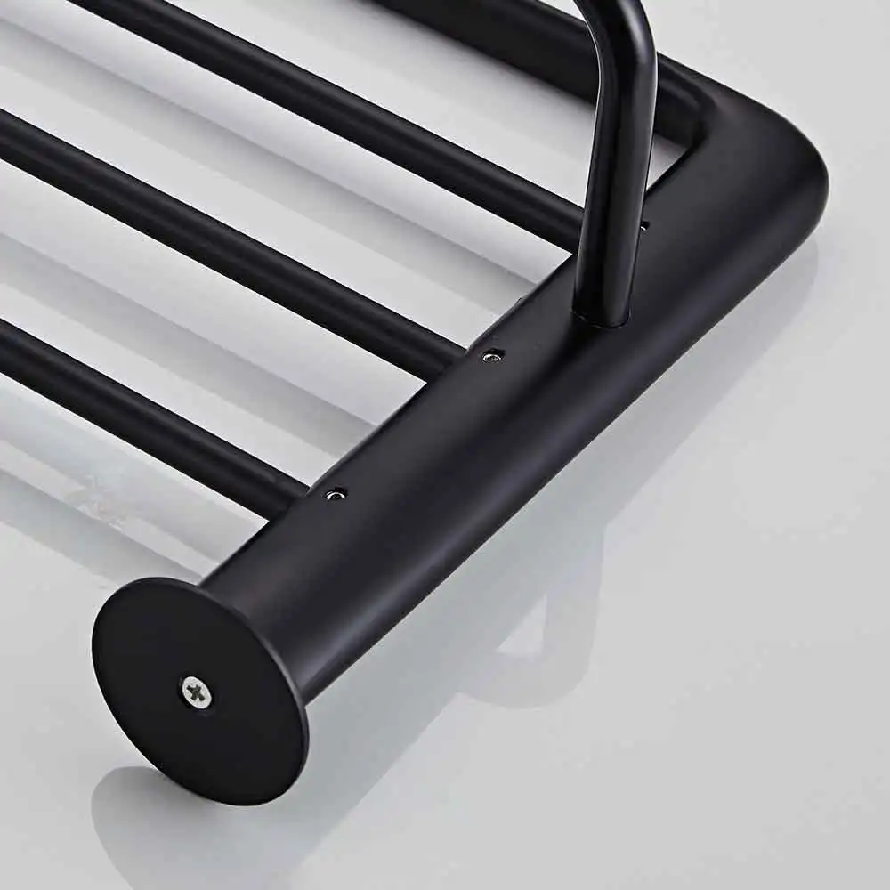 Hot Sale Bathroom Black Towel Rack Wall Mounted  Straight Hanging Style Holder Four-Pole Towel Ra