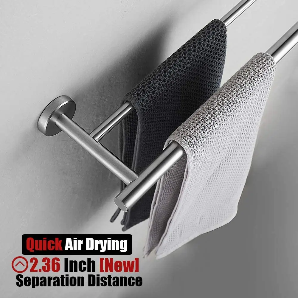 Modern wall mounted towel rack stainless steel two-layer towel rack bathroom towel bar
