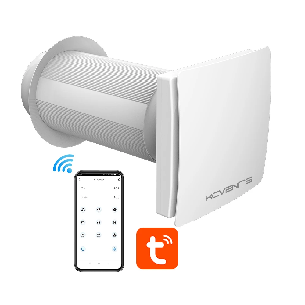 Fresh Ventilation Single Room Wall Mounted WIFI smart Heat Recovery Ventilation With Recuperation