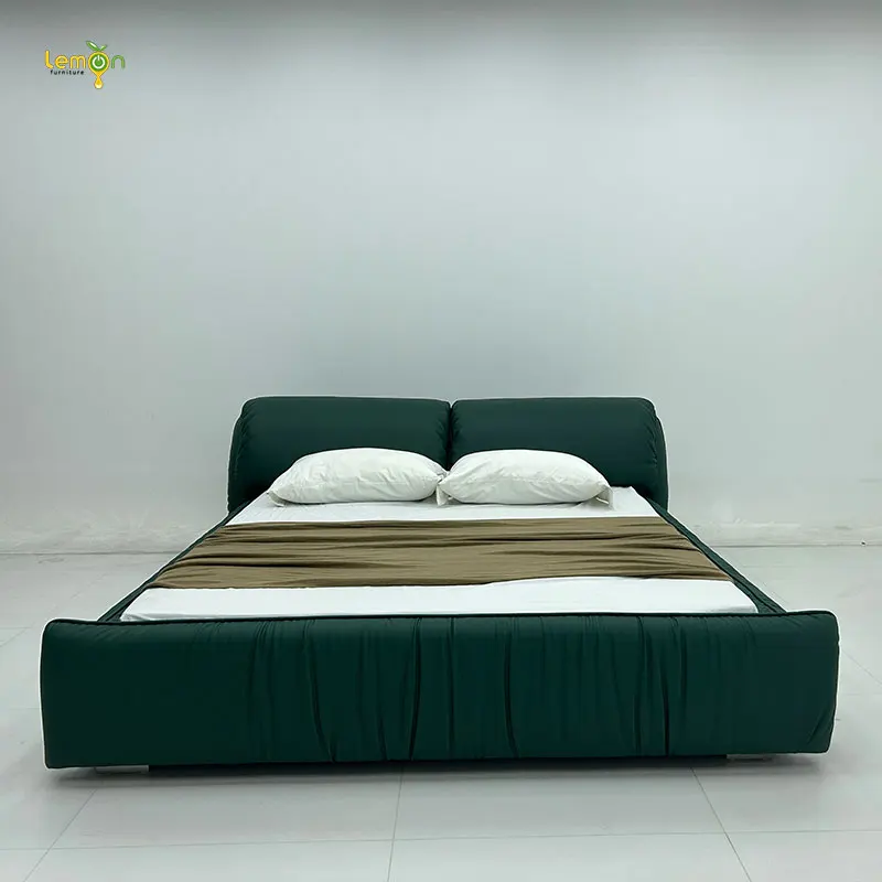 Elephant ear leather bed modern light luxury style master bedroom double villa high-end customized 1.8 bed