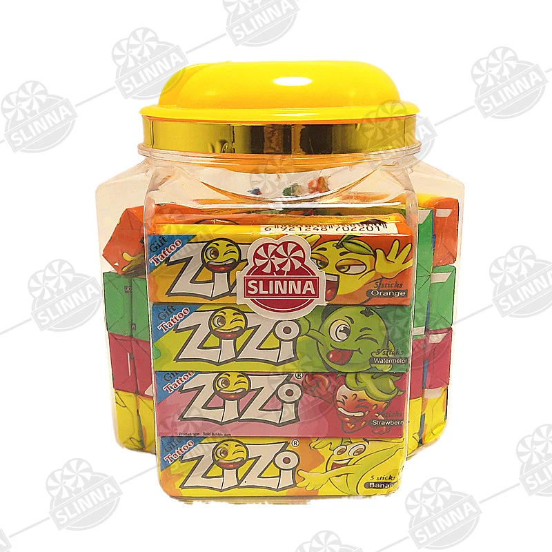 7cm 5 stick ZIZI tattoo chewing gum With Super Tattoo Sticker in jar For Children Cute and interesting food