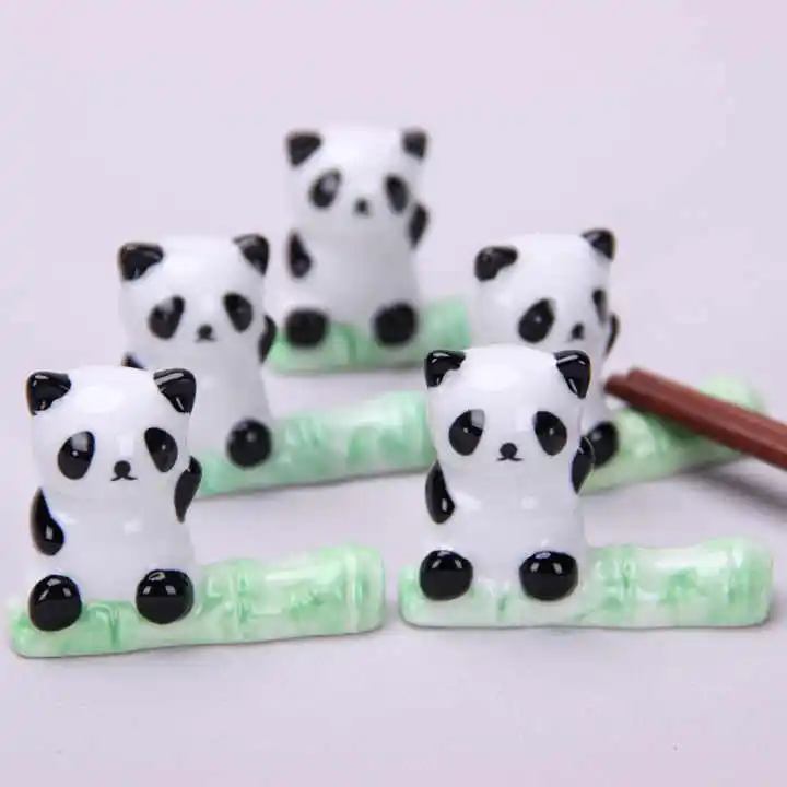 Cute Panda Chopstick Rest Ceramic Chopsticks Holder Dinner Spoon Knife Fork Stand Chopstick Rack