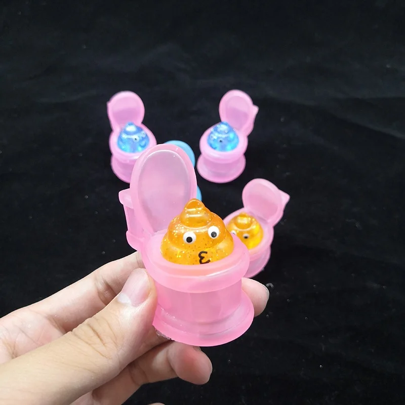 Novelty New Arrival Gashapon Novelty Mini Plastic Stress Relieve PVC Soft Toy Pop Out Toys Squeeze Toilet With Glitter