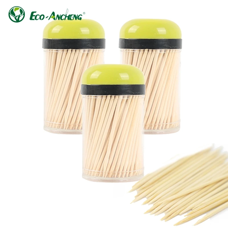 Китайская фабрика поставляет экологически чистые бамбуковые деревянные зубочистки, индивидуальная прозрачная упаковка, производство биоразлагаемых фруктовых зубочисток