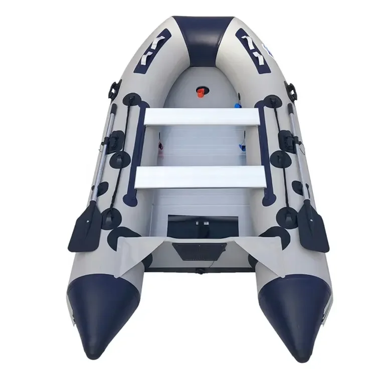 Aluminum Floor Folding Boat Fishing Inflatable Boat 1.2mm PVC Rescue Kayak Rowing Canoe with Free Accessories