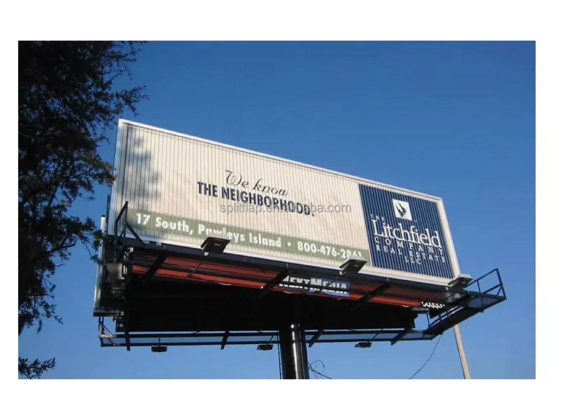 Architectural advertising rotating trivision billboards