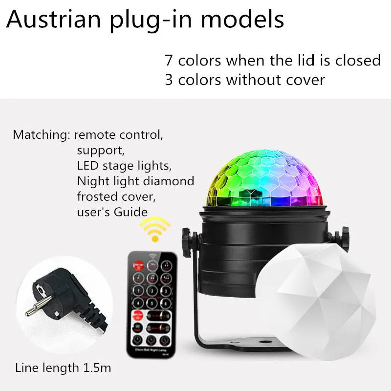 Remote Ctrl Hot Sale Led Stage RGB Colorful Crystal Magic Ball Light For Holiday Party Stage Home Theater Atmosphere KTV Bar DJ