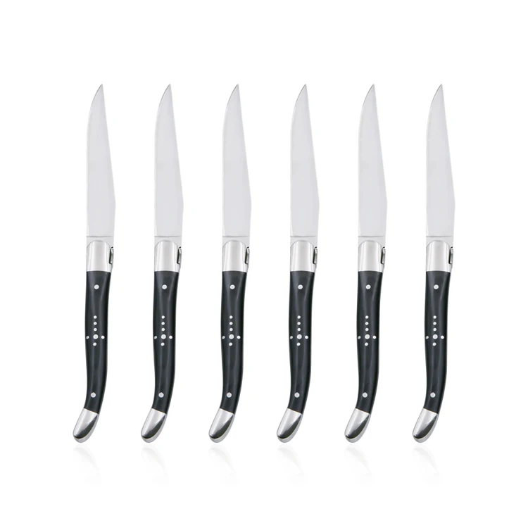 Classical Design 3 Rivets Pakka Wood Handle Laguiole Steak Knife with Smooth Blade