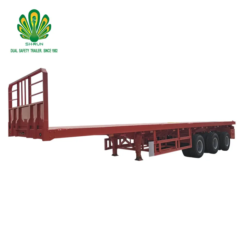 3axle 4axle semi trailer flatbed 20ft 40feet platform Flatbed Container Trailer price with front wall