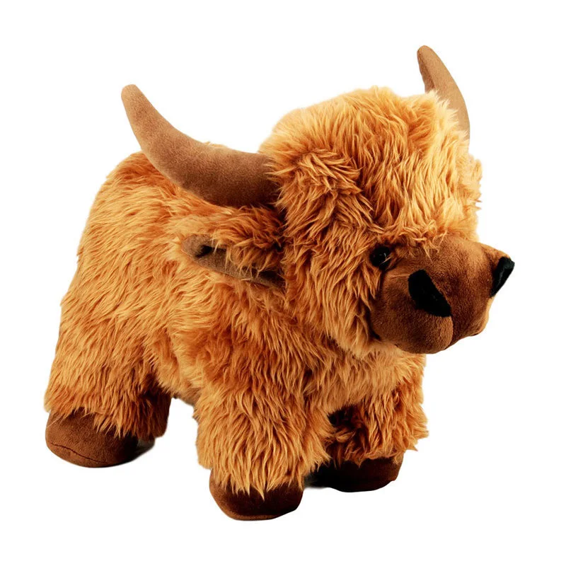 Manufacturer Custom Cows Brown Animal Plush Toy Stuffed Scotish Highland Cow Plush
