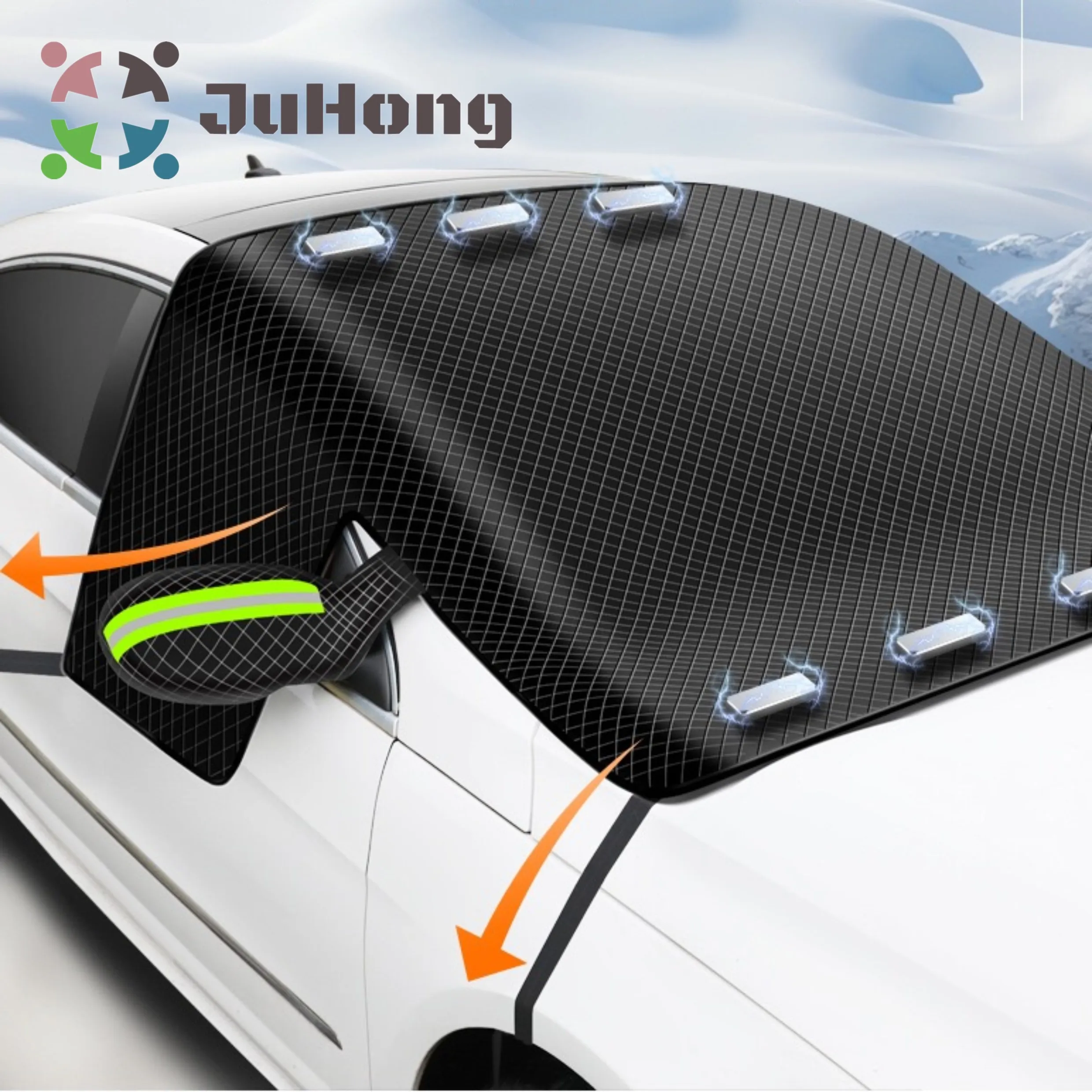 Oxford Cloth Car Front Windshield Sunshade With Pack Pouch Magnetic Snow Shade Heat Block Sun Shade Winter & Summer Dual-purpose