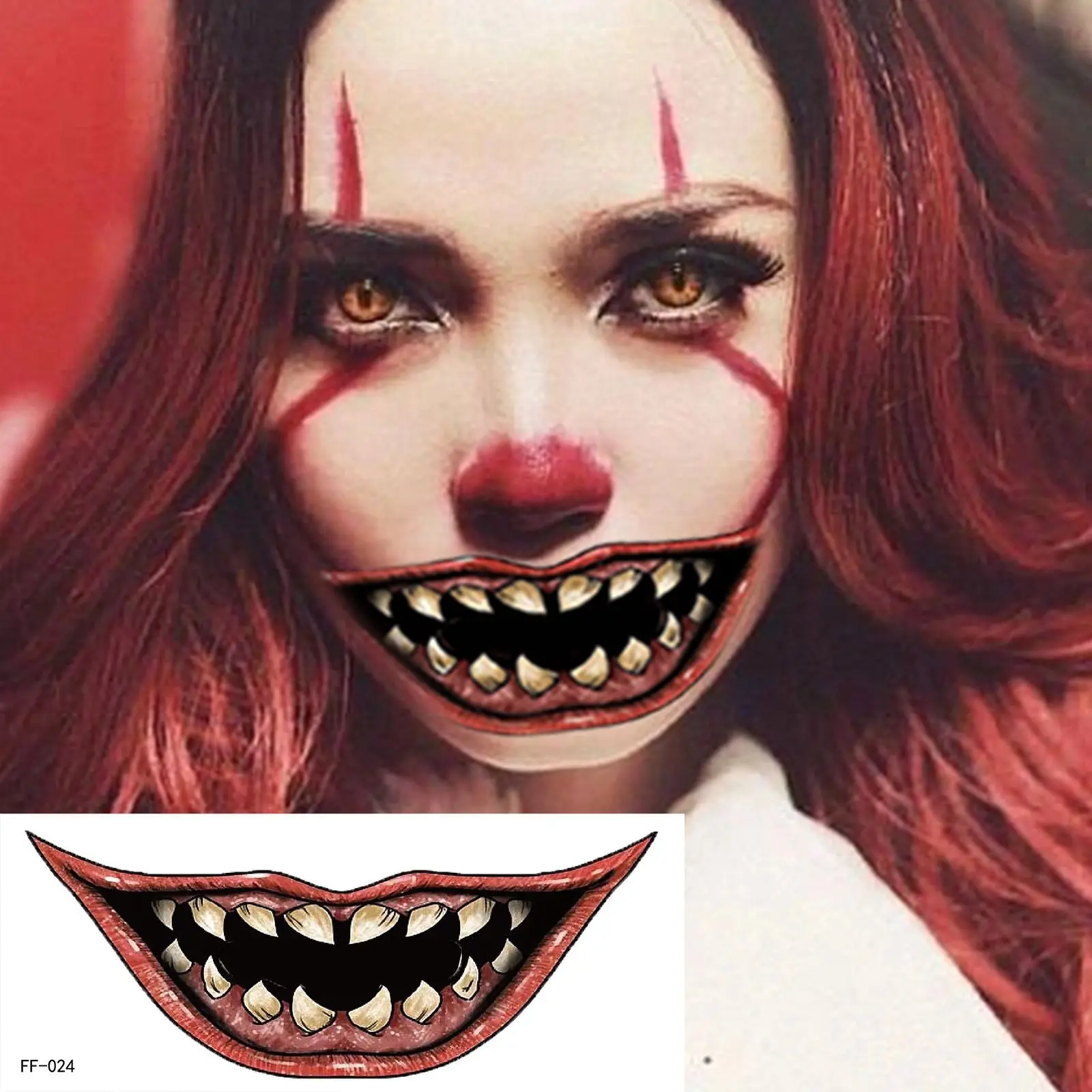 tattoo sticker custom Halloween Waterproof Tattoo Stickers Bloody Big Mouth Scar Tattoo Decoration Wound Horror Blood Sticker