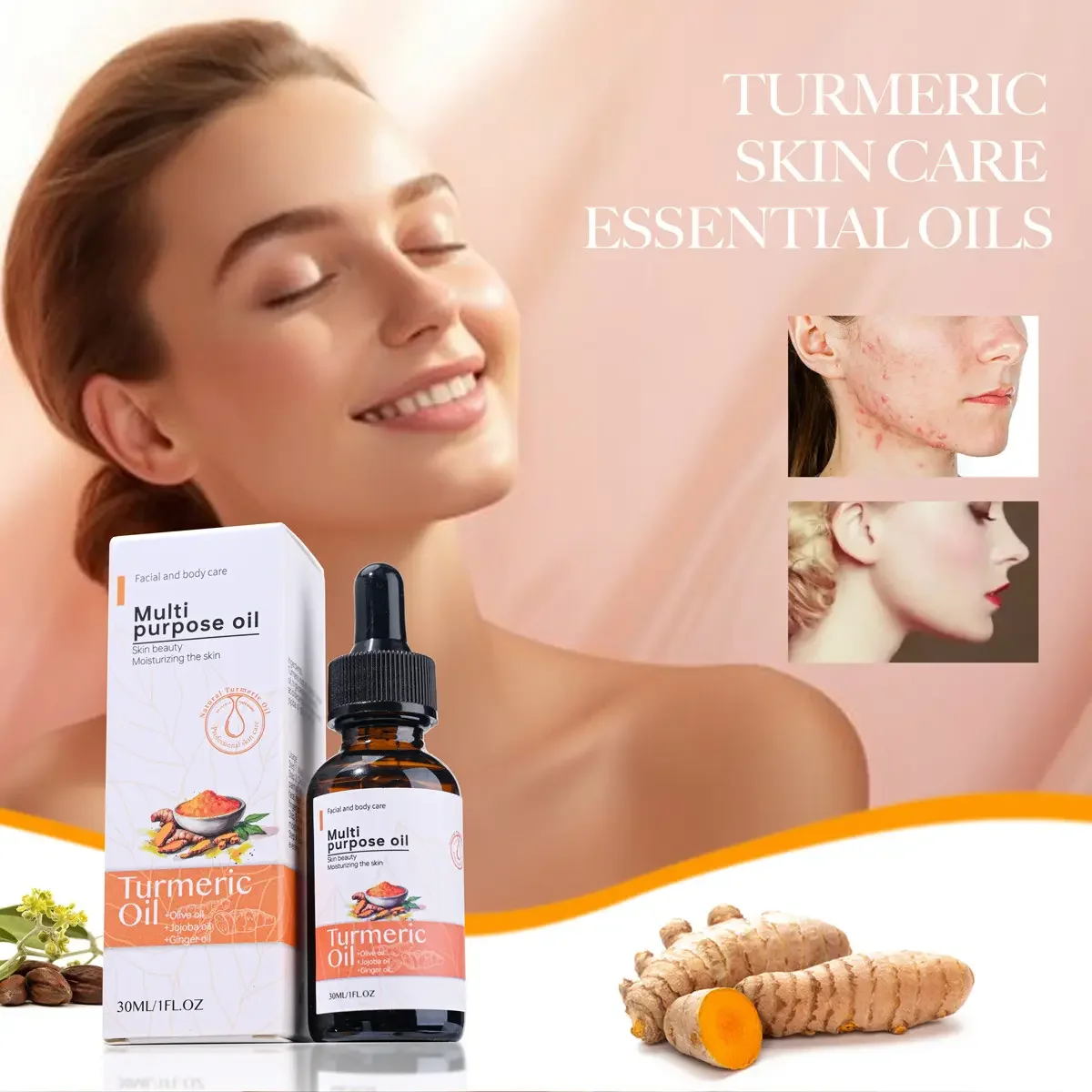 HANLINGER Private Label 30 мл многоцелевое масло для борьбы с сухой кожей даже цвета кожи здоровое куркумы ухода за лицом и телом
