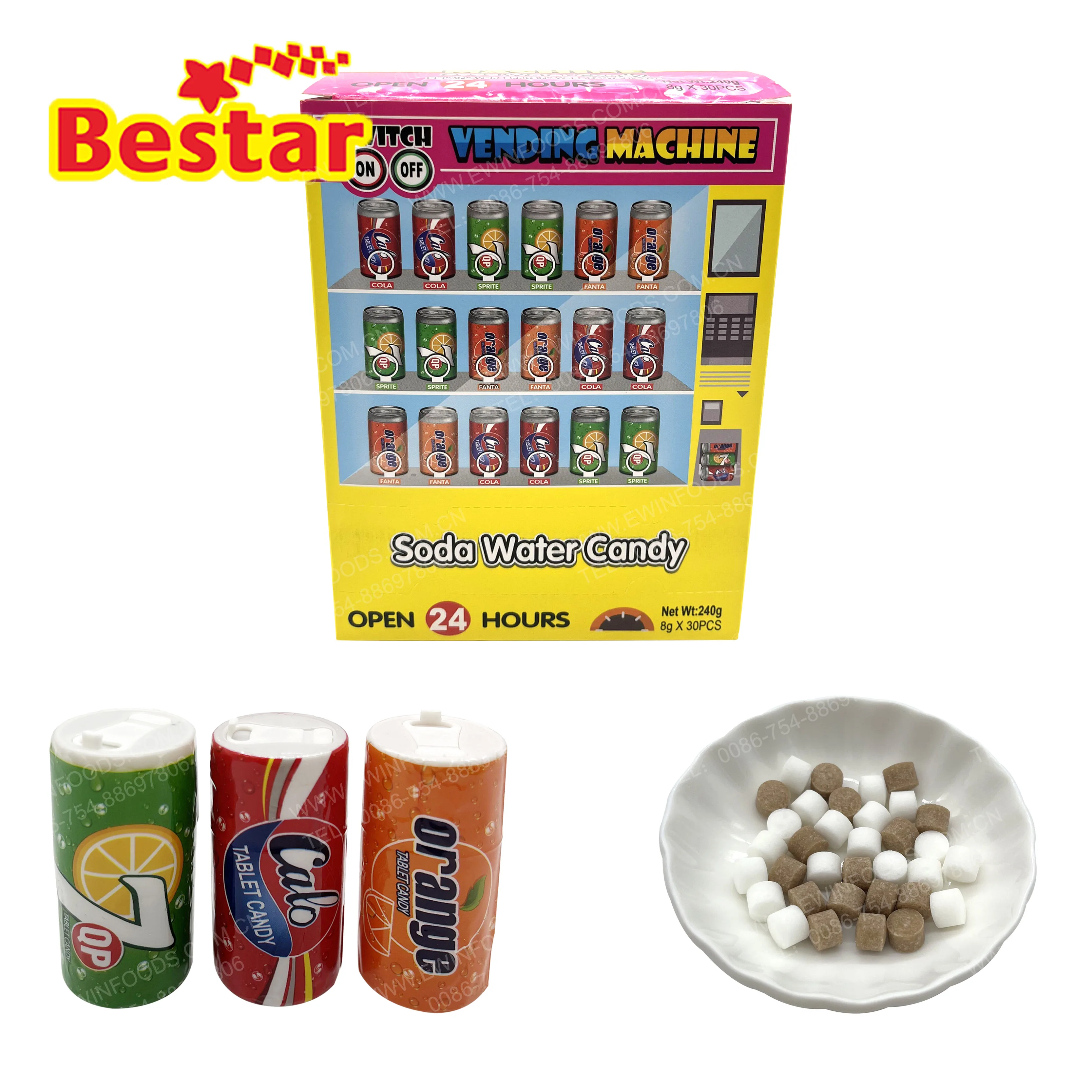 Tablet candy in soda bottle 8g mini soda can cola press candy wholesale vending machine toy candy