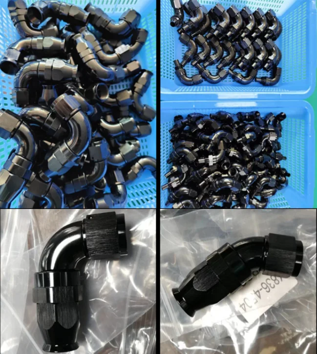 Черный анодированный алюминий AN6 AN8 AN10 45 градусов 90 PTFE полный поток фитинг для топливной магистрали