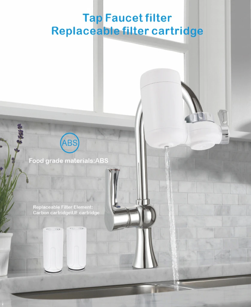 Water Filter Faucet Mount Reduces Lead & Chlorine,Home Water Filtration System Fits Standard tap faucet filter