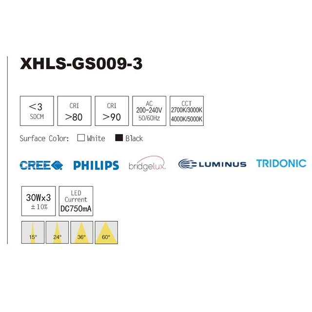 
12 24 36 60 Degree Beam Angle Rectangular 30W Led Downlight Square Tripple Grille Light 