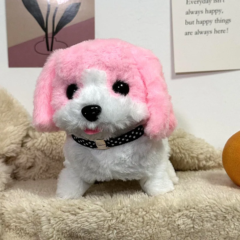 Wholesale Double Color Dog Plush Toys Electric Barking Move Forward Backward Walking Dog Plush Toy