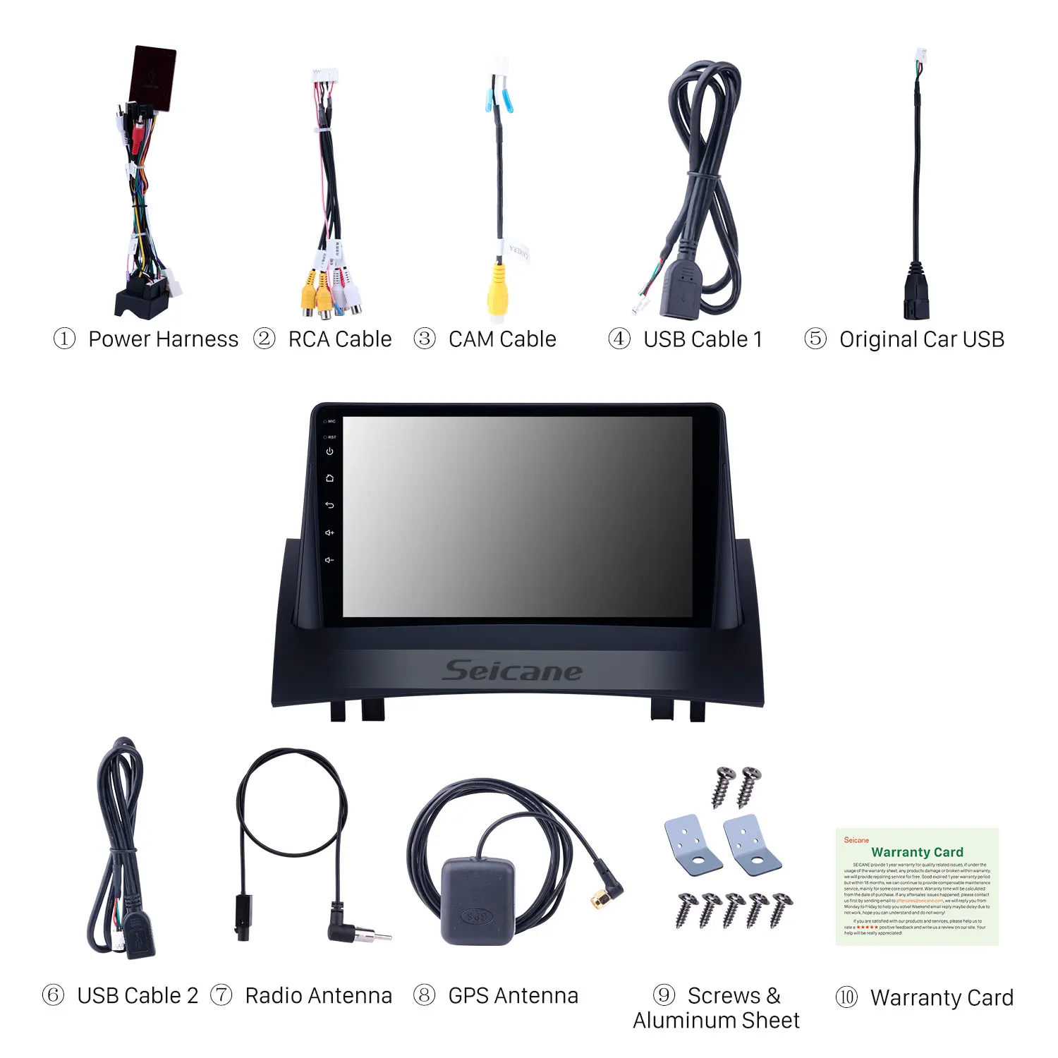 Seicane 9 inch Android 13.0 touch screen car stereo Radio for 2004-2008 Renault Megane 2 with AUX Carplay TPMS GPS Navigation