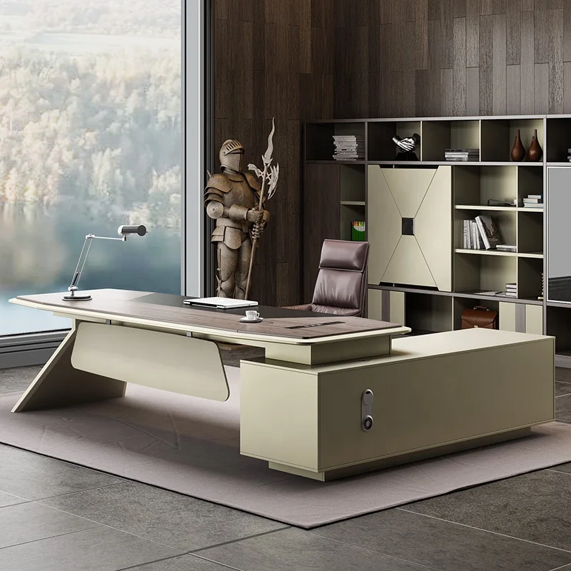 Luxury modern ceo L-shaped executive desk boss desk high-tech office furniture manager desk