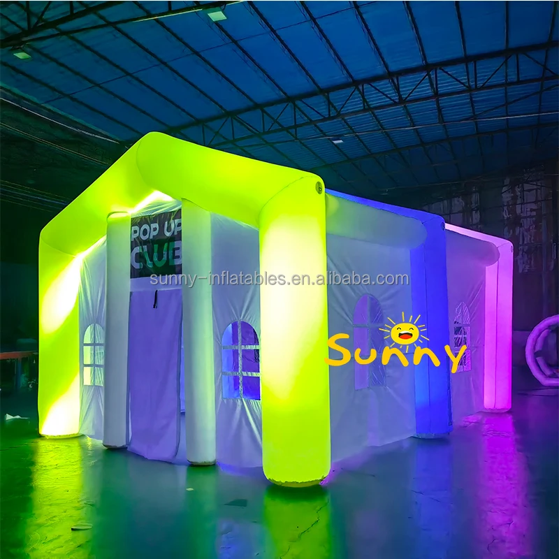 Customized Portable Inflatable-nightclub With Lights White Inflatable Nightclub Light Tent