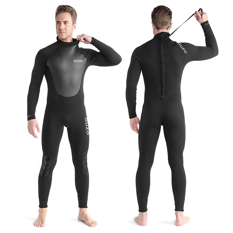 Full Wetsuits 3mm Neoprene Wetsuit Back Zip Long Sleeve for Diving Surfing Snorkeling One Piece Wet Suit for Men