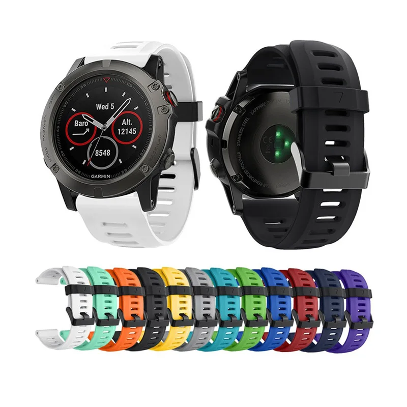 Silicone Replacement Watch Band with Tools for Garmin Fenix 3/Fenix 3 HR/Fenix 6X/5X/5X Plus/D2 Delta PX/Descent MK1