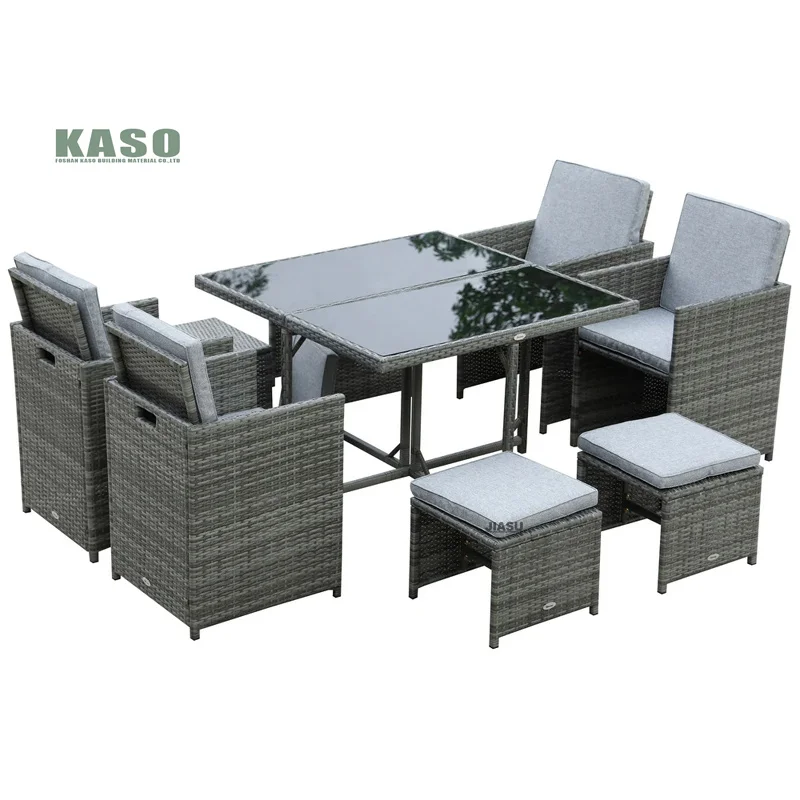 All Weather Patio Aluminum Outdoor Dining Set Wood