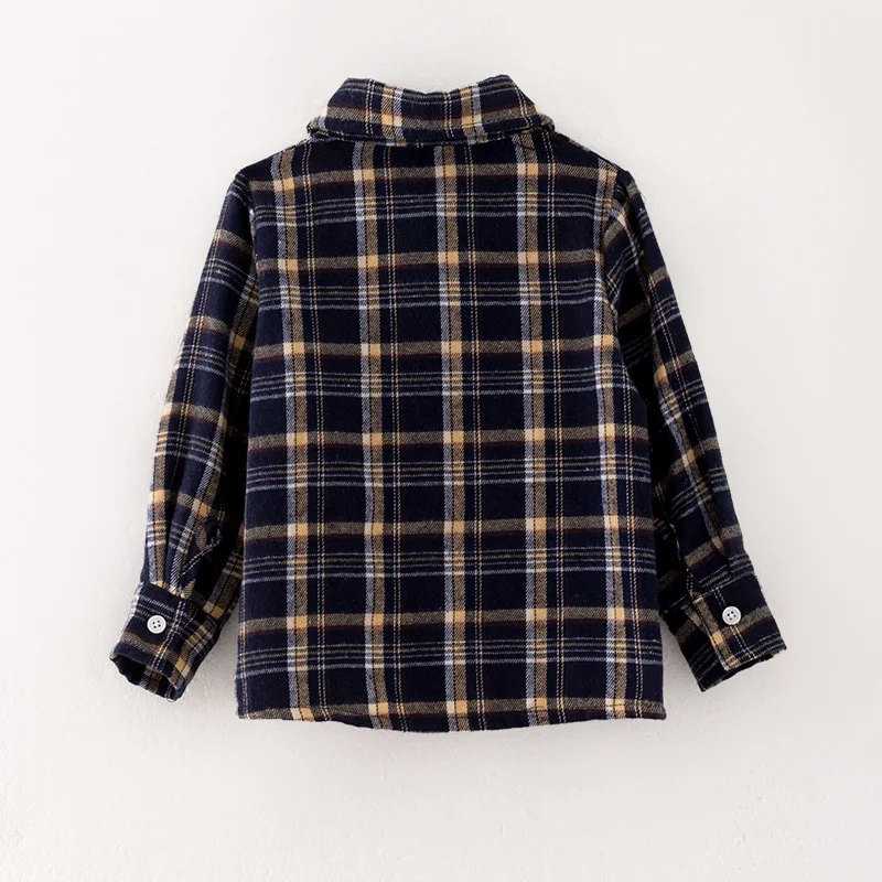 Baby Boys Plaid Shacket Cozy Fall Winter Checkered Button-Up Jacket Kids Warm Fleece Coat In Stock Ready to Ship