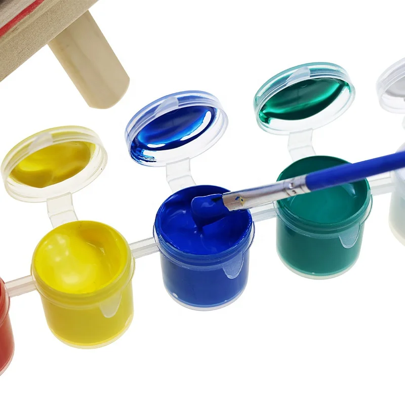BECOL Promotional Professional 10ml*6 Colors Art Paint Pot Strips Non Toxic Dry Quick Acrylic Paint Set with Brush  for Kids