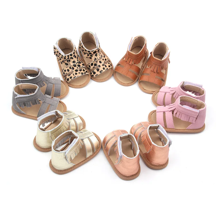 Babyhappya Baby Genuine Leather Shoes classic style free sample Tassel Sandals Kid Candy Colors Leather Strap baby  Sandals