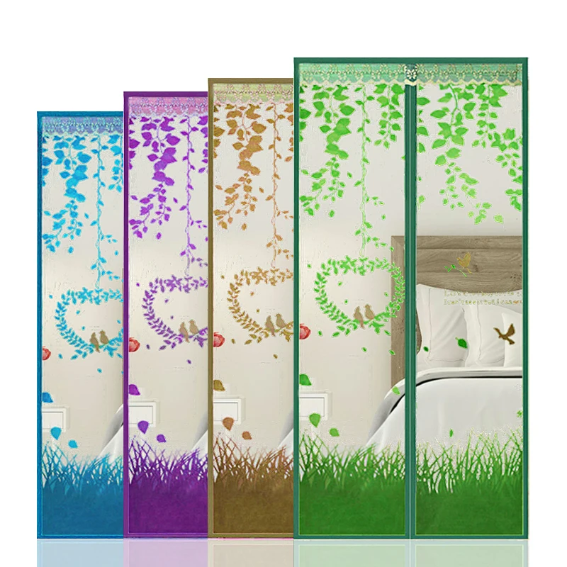 Crypto polyester mosquito curtain magnetic printed mosquito net screen door summer mosquito screen