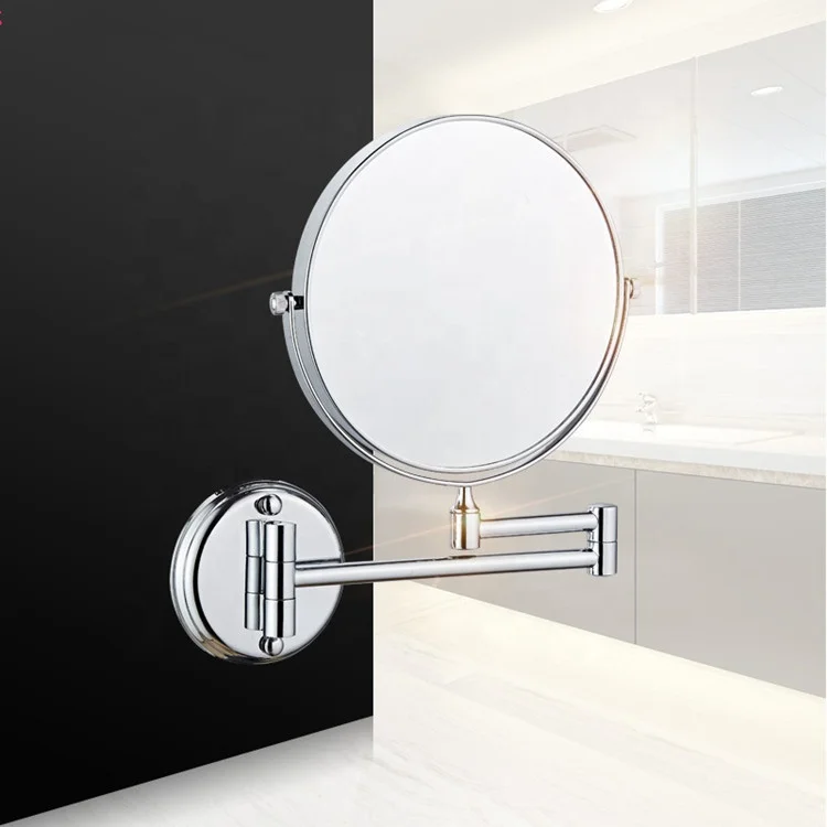 Modern Chrome Vanity Mirror Wall Mounted Swivel Wall Mirror Wall Adjustable Mirror For Hotels