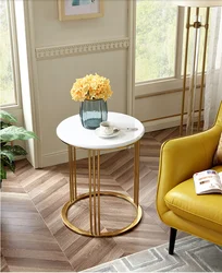 Round marble top modern style coffee table side table