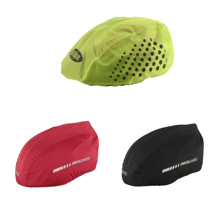 Customized Logo Universal Polyester Oxford Waterproof Bicycle Bike Helmet Rain Cover With Reflective Stripes