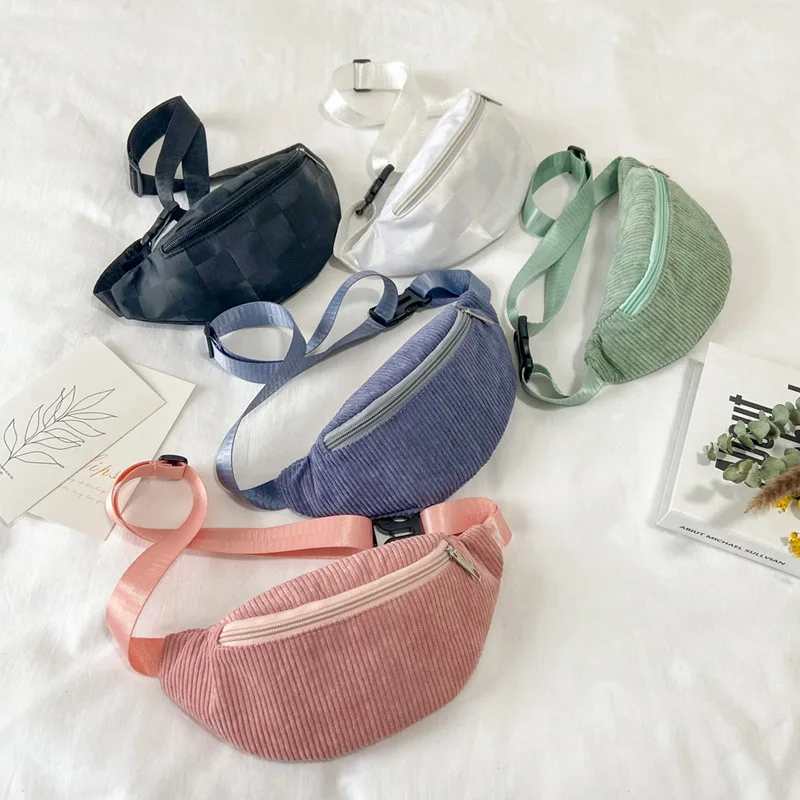 Wholesale Corduroy Solid  Classic Crossbag Hip Bag For Women Fashionable Concert Waist Bag Accessories DOM107