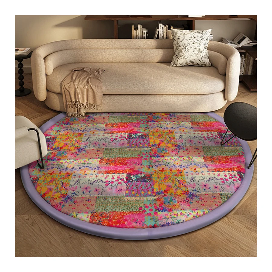 Round Colorful Memory Foam Thick Tummy Time and Crawling Mat Baby Floor Mat for Toddlers