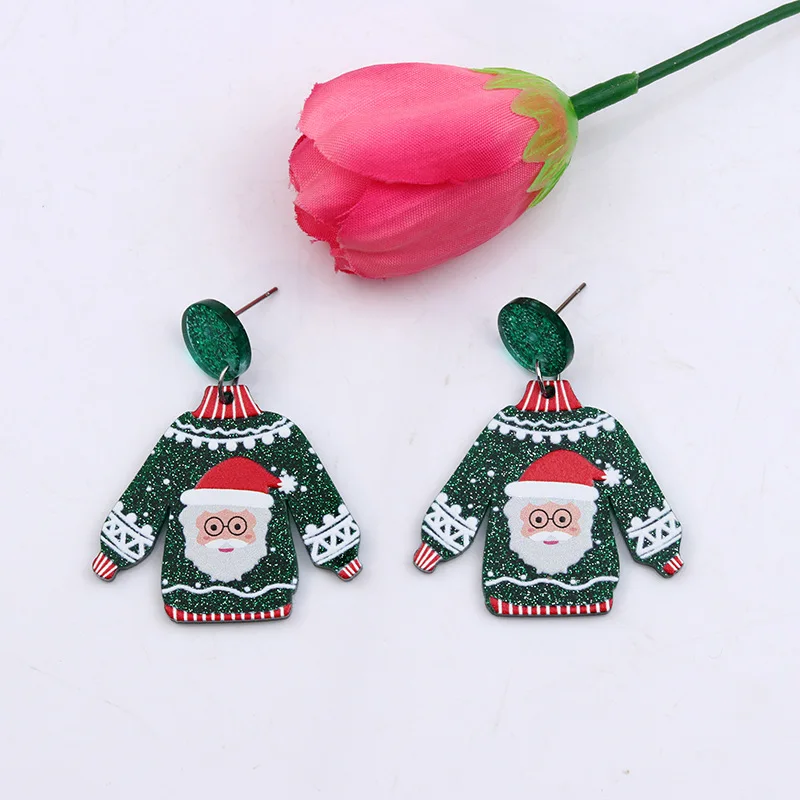 KL OEM Pendiente De NavidadPopular 2023 Christmas AcrylicTree Earrings Jewelry For Gift
