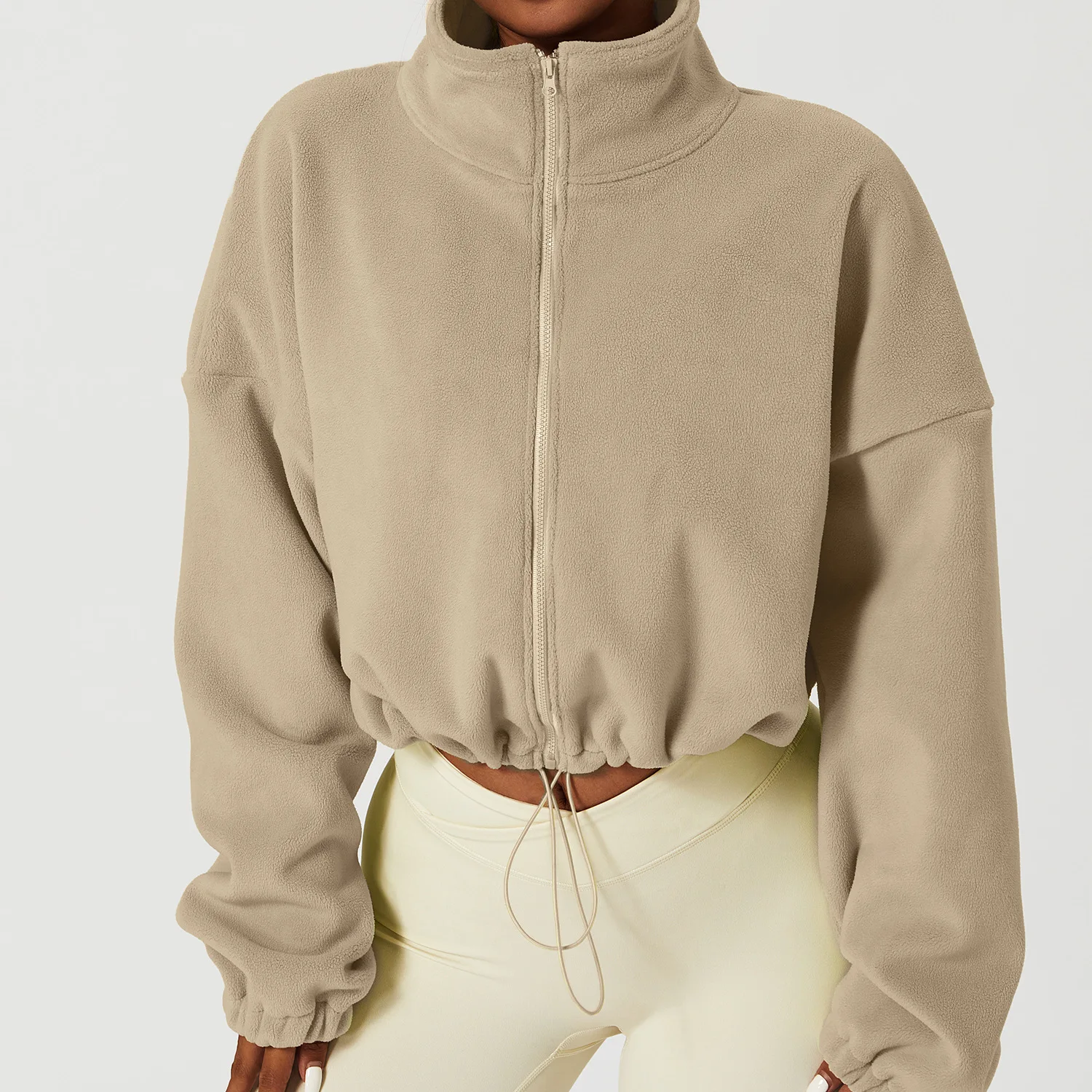 2022 Cropped Zip Up Hoodies For Women Sportswear Winter Sweaters Jogging Coat Rack Training Suit