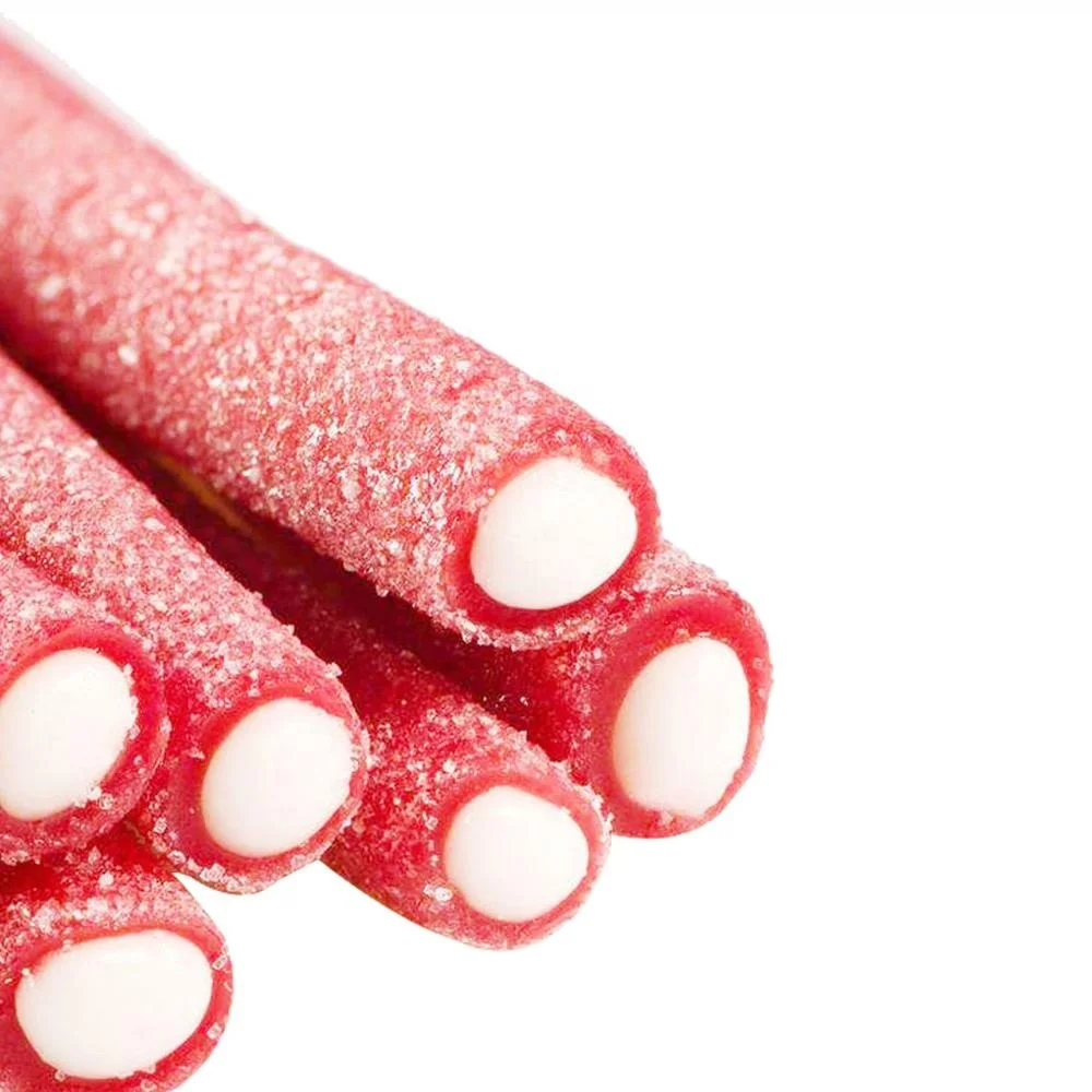 sugar coated  sour straw long soft jelly candy center filling jam