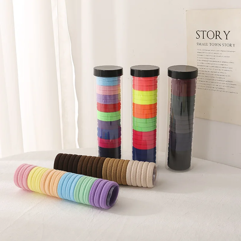Jiris Hair Rope Ties Accessories Hair Ties Ponytail Holders Knitted Elastic Rainbow Color Cute Rubber Band For Hair For Girls