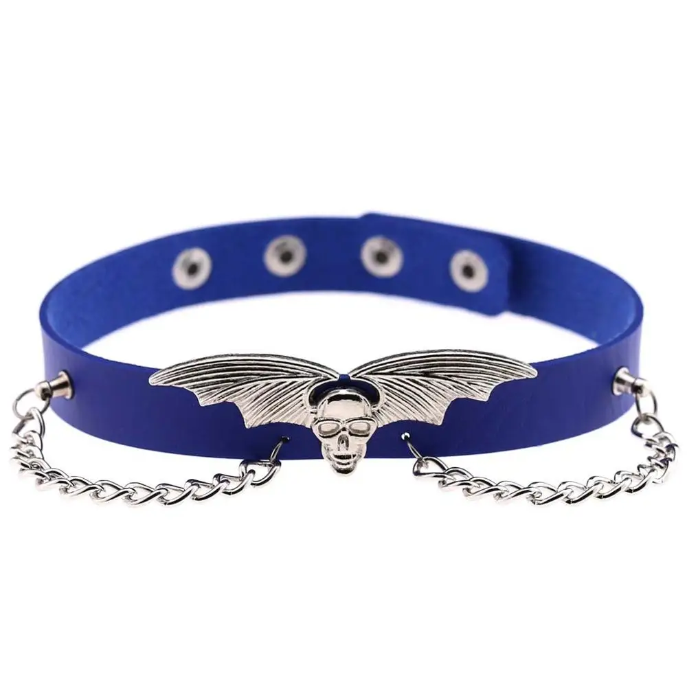 
Wholesale and retail creative custom exaggerated bat wing vampire chain leather necklace Halloween Christmas choker 
