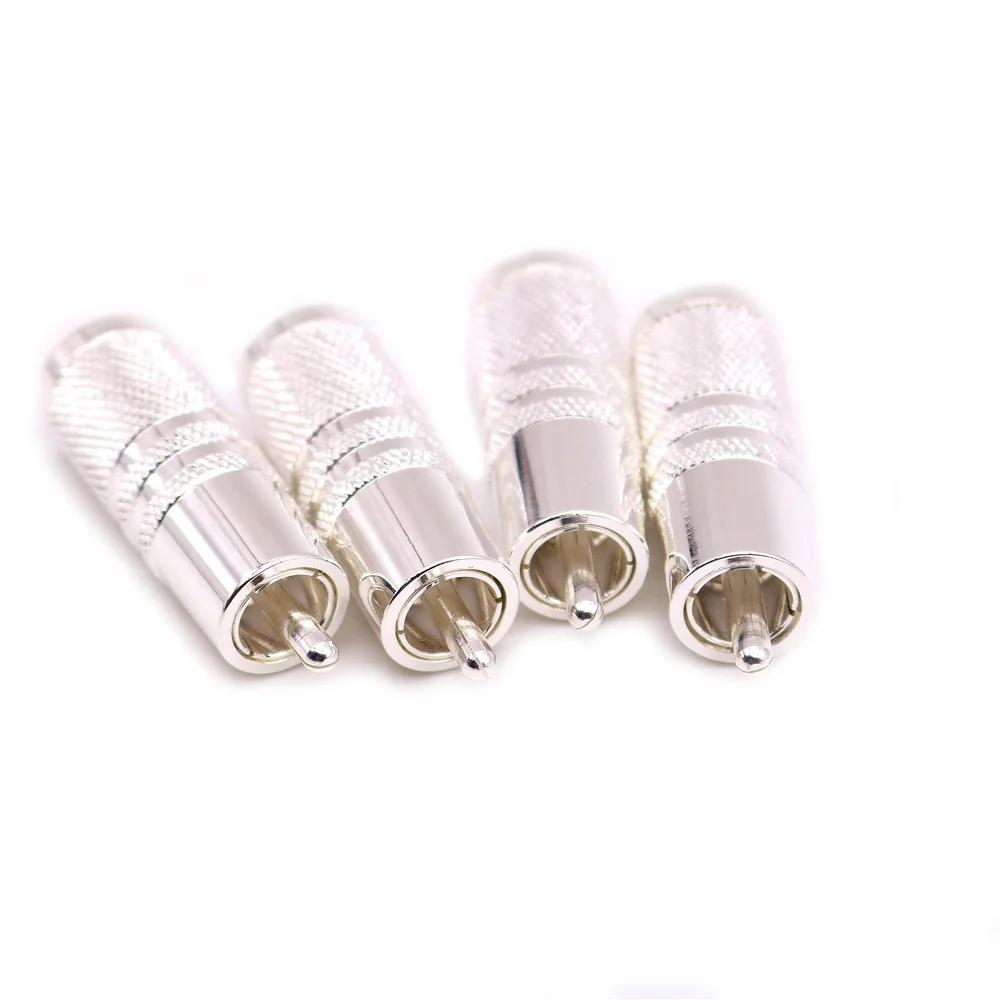 AV RCA Adapter YIVO XSSH Audio OEM ODM Customized HI-end HIFI DIY 10mm Brass Plated Silver RCA Connector Plug Audio Jack