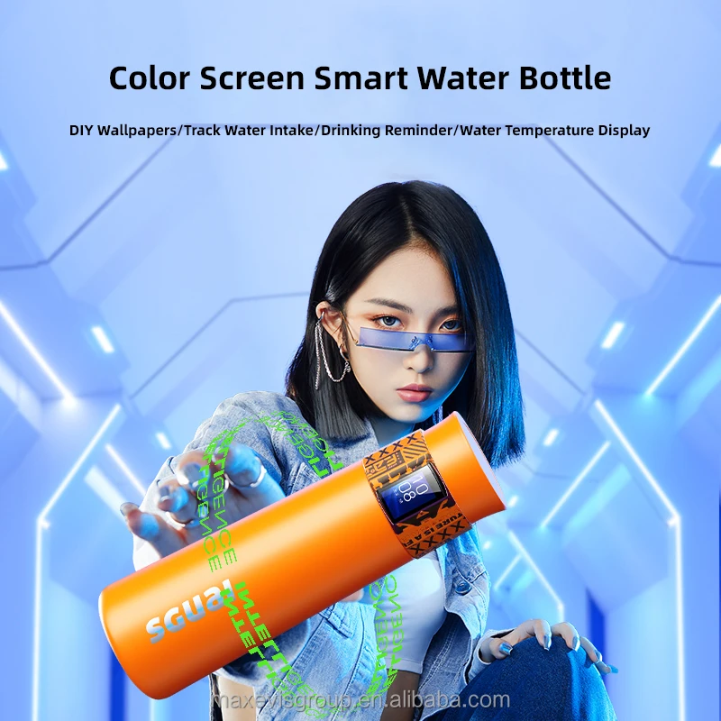 Smart water bottles factory unique water bottle design temperature display sguai termos bottle with recording intake