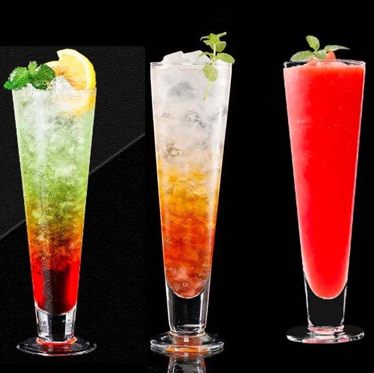 V Shaped 13oz Clear Tall Footed Glass Pint Beer Iced Tea Ice Cream Juice Cocktail Mojito Milk Shake Drinking Glasses Cups