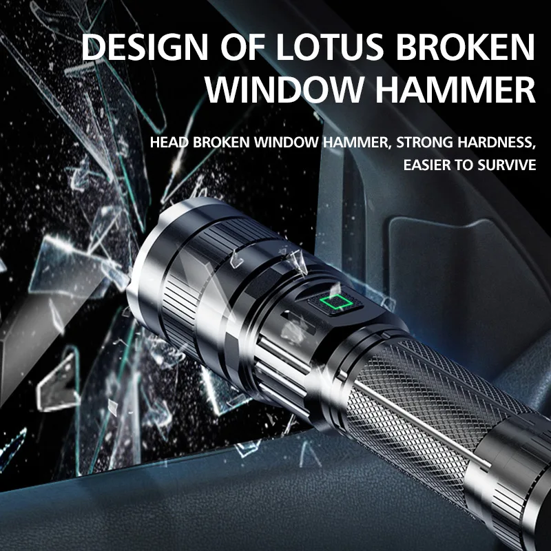 New Outdoor Waterproof USB Rechargeable Flashlight Telescopic Zoom Portable Multi-function LED Flashlight Tactical Flashlight