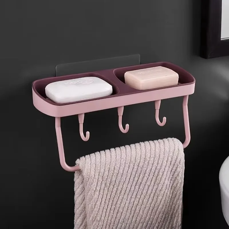 Bathroom Soap Holder, Wall Mounted Multifunctional,Placement And Suspension, Wall Mounted No Punch Soap Dish