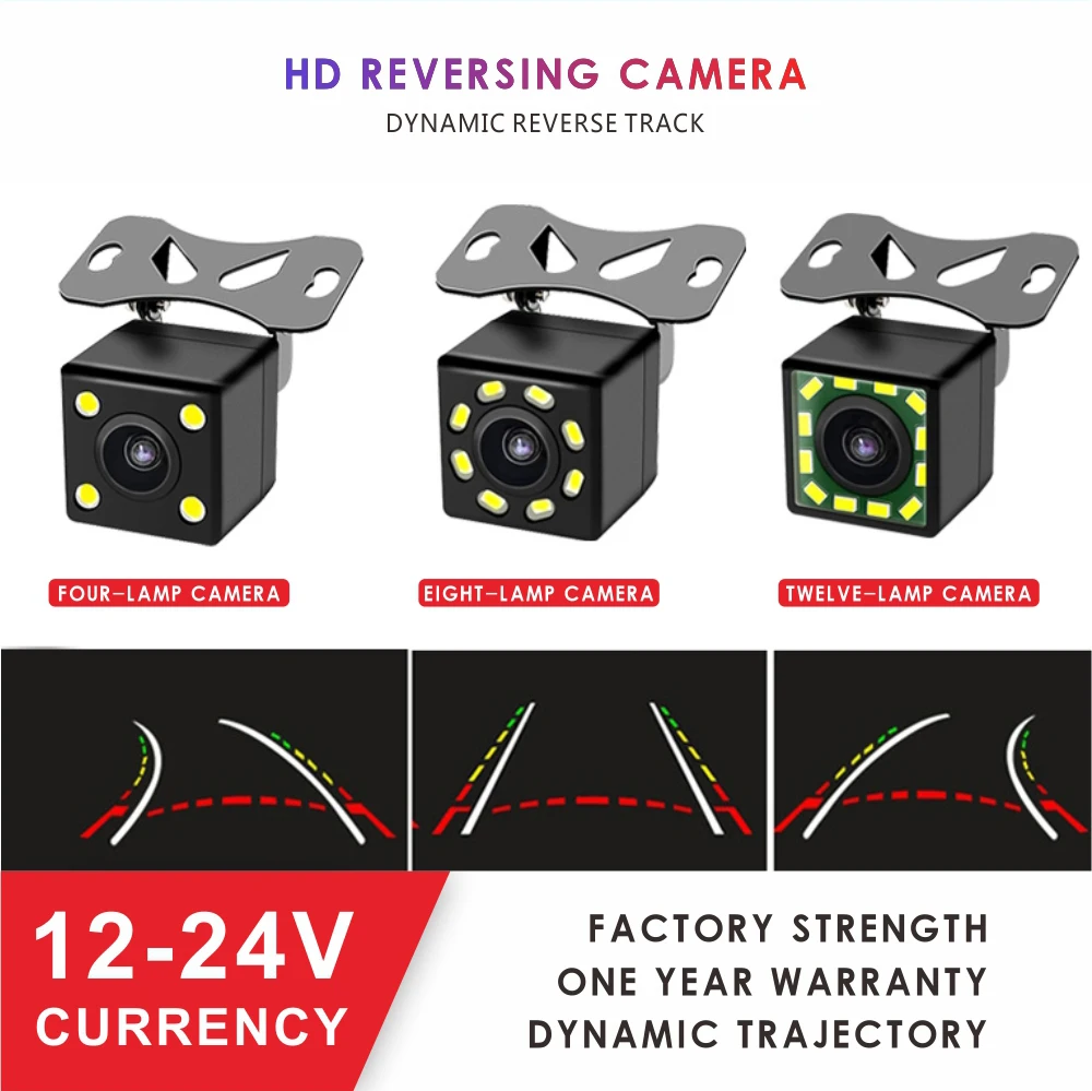 Factory Direct Sale 12v 4 8 12 Led Waterproof Reversing Camera Mini Car Cctv Side Camera Car Reverce Camera with Parking Line