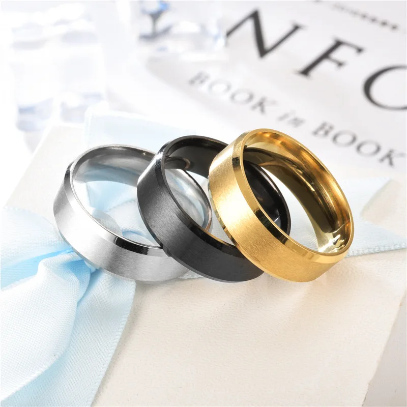 High Quality Simple Design Tungsten Carbide Stainless Steel Matte Polished Black IP Plating Men Jewelry Ring