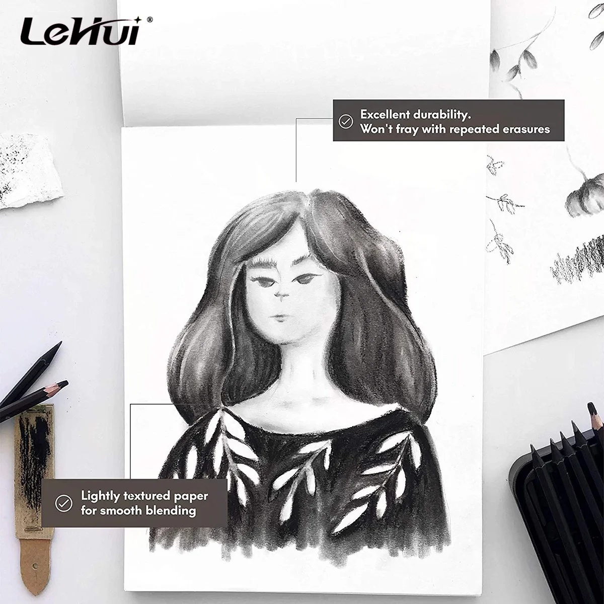 Shanghai Lehui OEM/ODM 60 Sheets 8.5X11 Inches 160Gsm Smooth Thick Drawing Paper Sketchbook For Art Supplies Art Journal